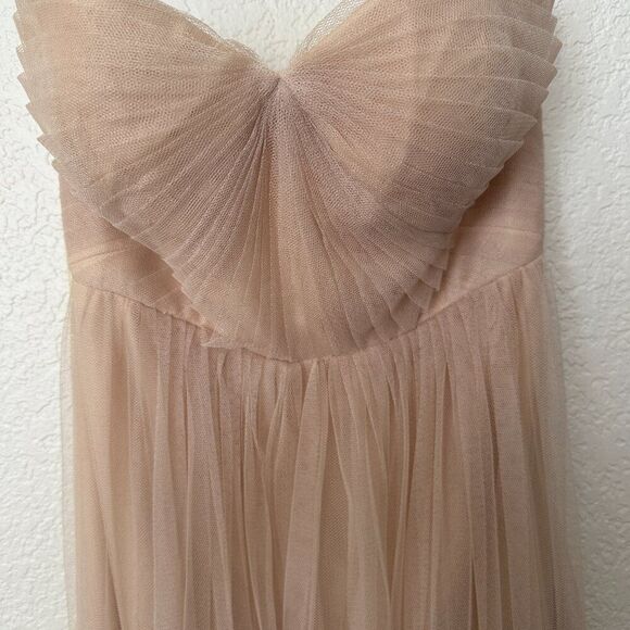 BHLDN Jenny Yoo Annabelle Convertible Column Dress Strapless Tulle Beige Size 0 - Picture 4 of 9